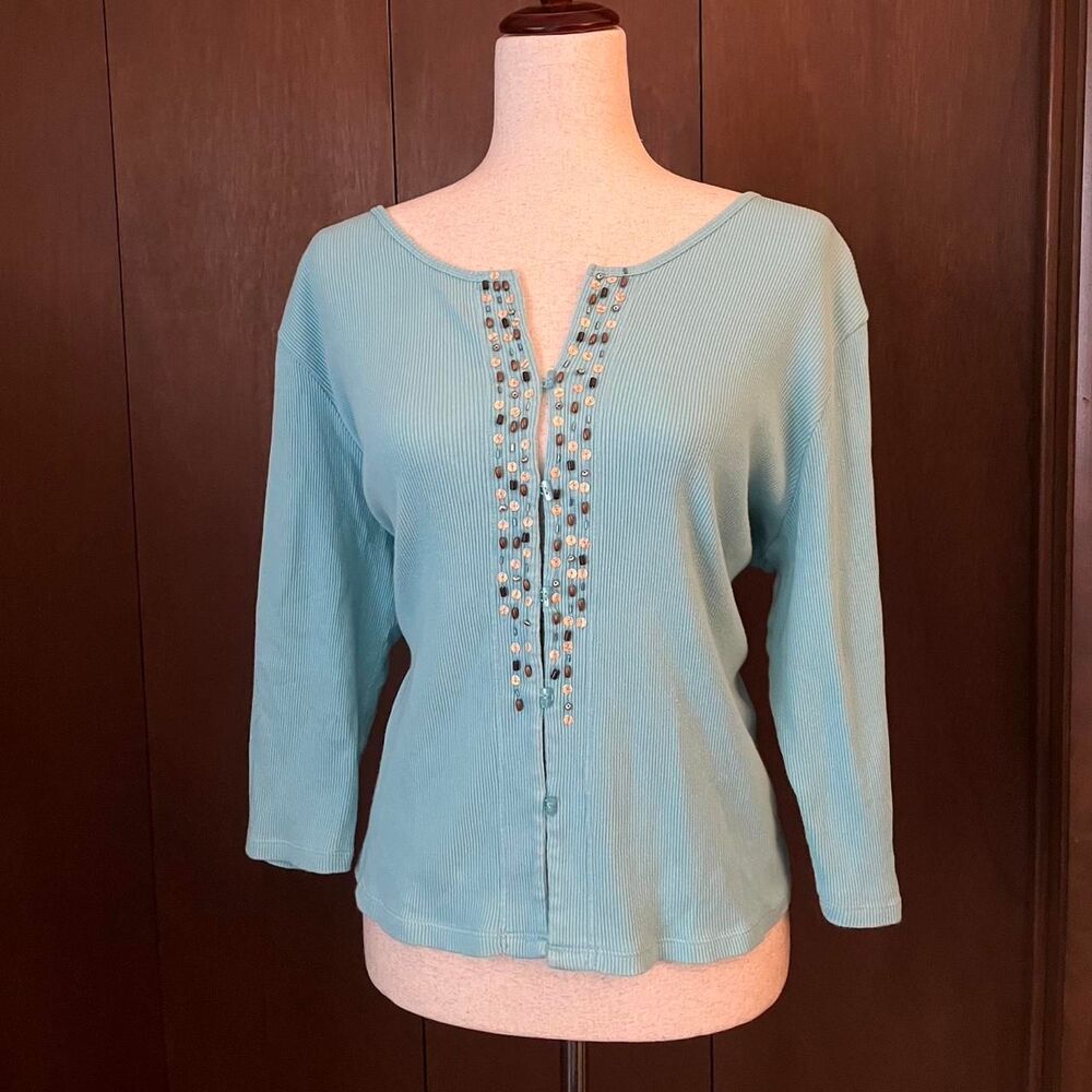 Y2K Women's Blue Beaded Cardigan